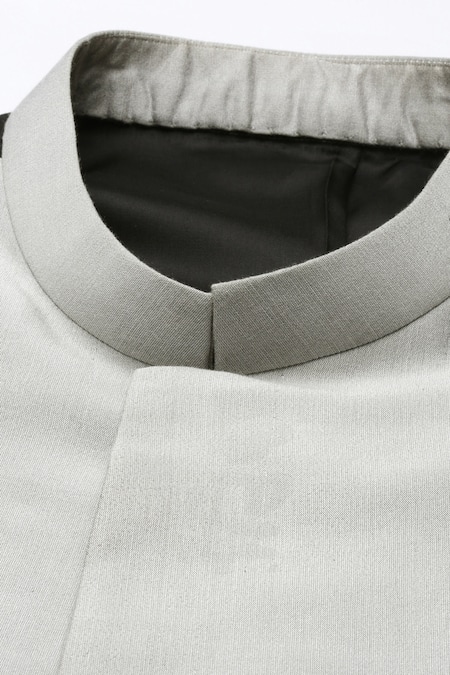 Mayank Modi - Men_Multi Color Cotton Silk Colorblock Bandhgala _at_Aza_Fashions