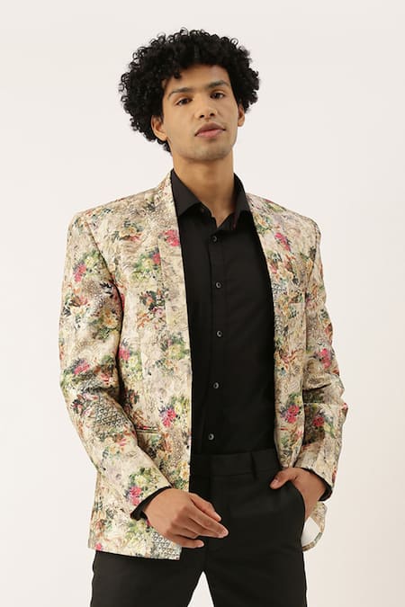 Mayank Modi - Men Chanderi Printed Blazer 