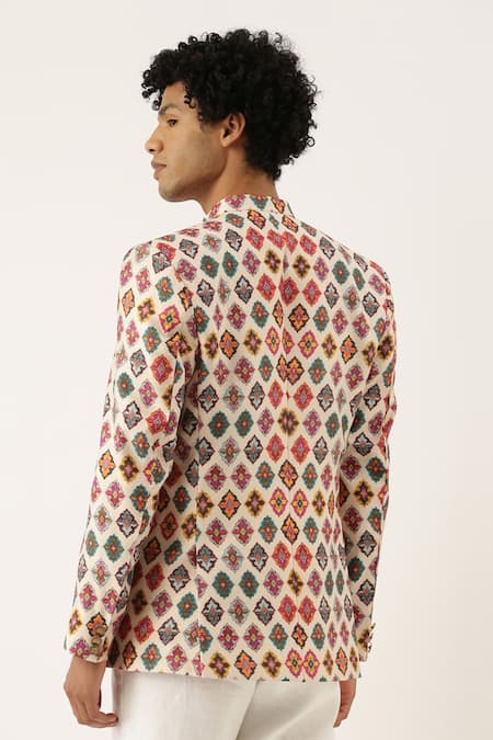 Mayank Modi - Men Printed Cotton Bandhgala For Kids