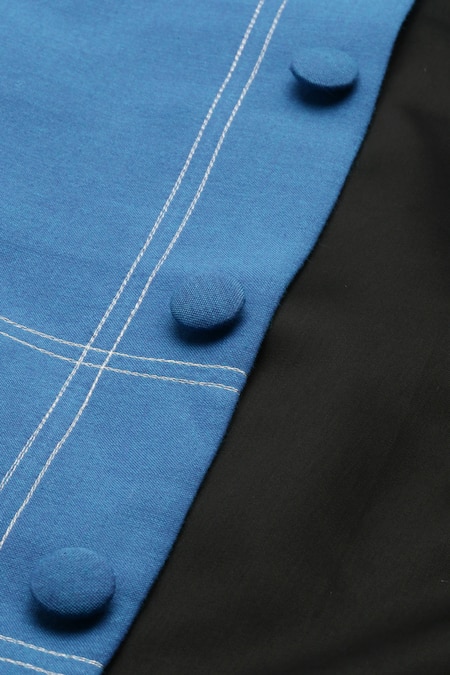 Mayank Modi - Men_Blue Chanderi Silk Bandhgala _at_Aza_Fashions