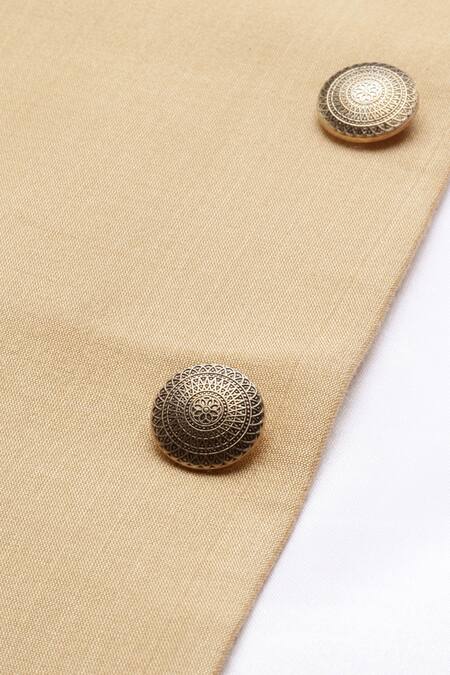 Mayank Modi - Men_Beige Silk Embroidered Bandhgala _at_Aza_Fashions