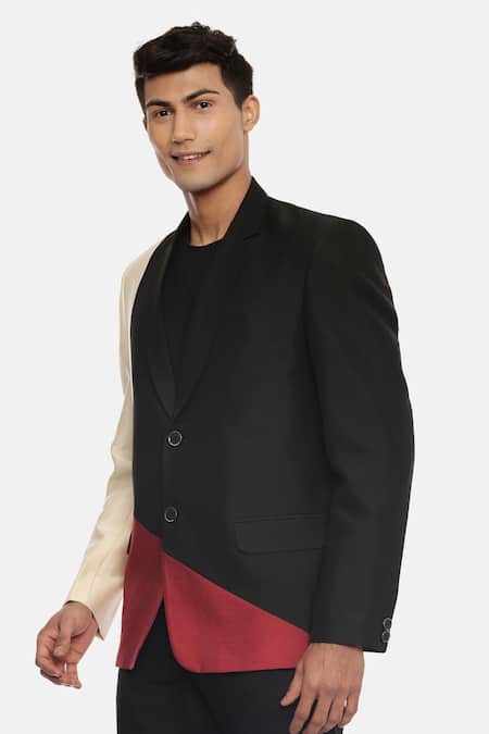 Buy_Mayank Modi - Men_Multi Color Silk, Cotton Colorblock Blazer For Kids_Online_at_Aza_Fashions