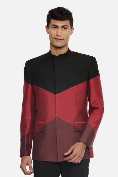 Shop_Mayank Modi - Men_Multi Color Silk, Cotton Colorblock Bandhgala For Kids_Online_at_Aza_Fashions