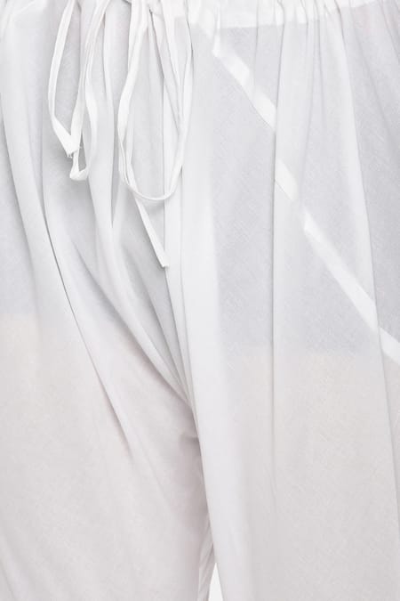 Shop_Mayank Modi - Men_Black Silk, Cotton Pleated Asymmetric Kurta Set_Online_at_Aza_Fashions