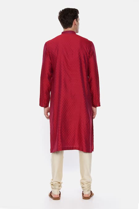 Mayank Modi - Men Silk Jacquard Kurta Set For Kids