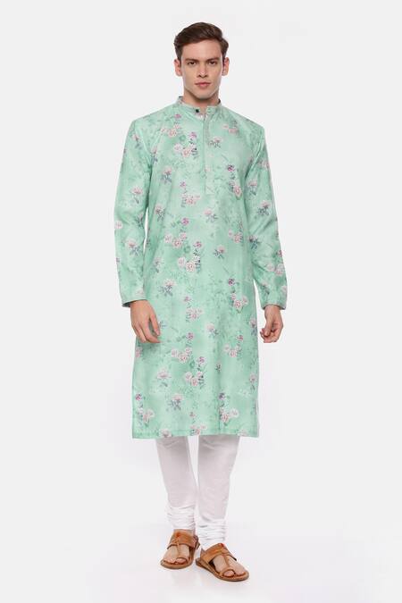Mayank Modi - Men Blue 100% Linen Printed Kurta Set Online at Aza Fashions Mayank Modi - Men_Blue 100% Linen Printed Kurta Set _Online_at_Aza_Fashions