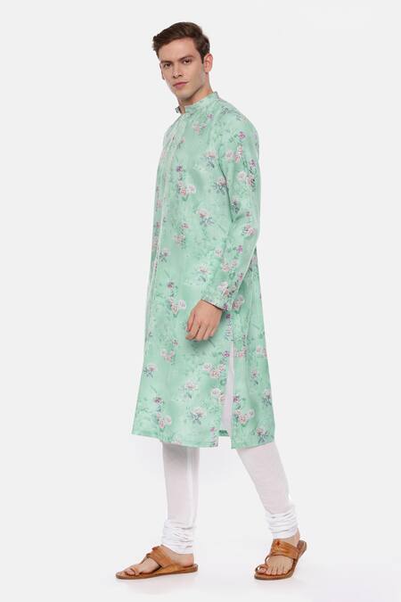 Buy Mayank Modi - Men Blue 100% Linen Printed Kurta Set Online at Aza Fashions Buy_Mayank Modi - Men_Blue 100% Linen Printed Kurta Set _Online_at_Aza_Fashions