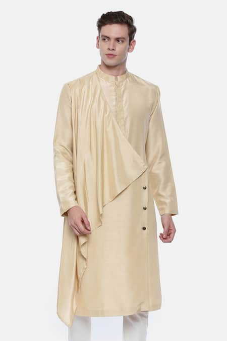 Mayank Modi - Men Silk Draped Kurta Set 