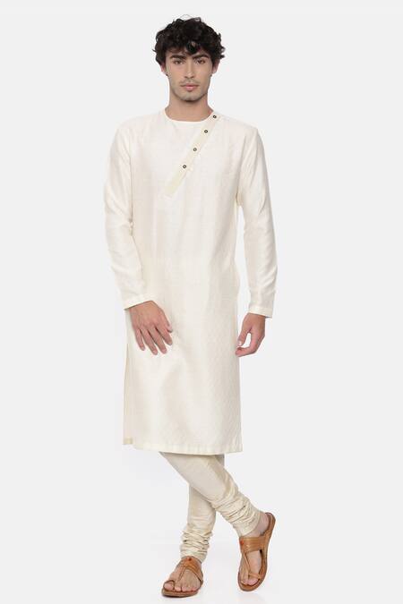 Buy_Mayank Modi - Men_Beige Jacquard Kurta Set_Online_at_Aza_Fashions