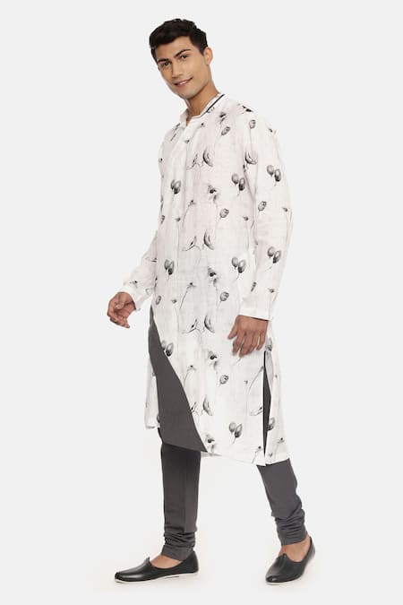 Buy_Mayank Modi - Men_White Linen Kurta Set_Online_at_Aza_Fashions