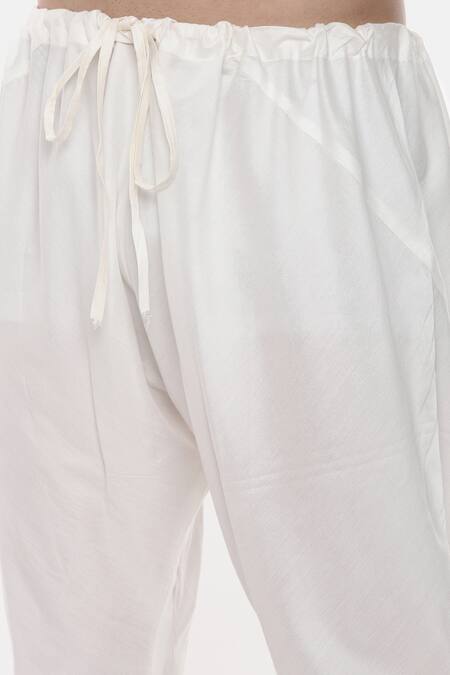 Shop_Mayank Modi - Men_Yellow Linen Silk Floral Kurta Set _Online_at_Aza_Fashions