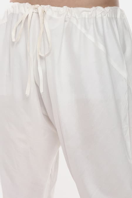 Shop_Mayank Modi - Men_Pink Silk Cotton Colorblock Kurta Set _Online_at_Aza_Fashions