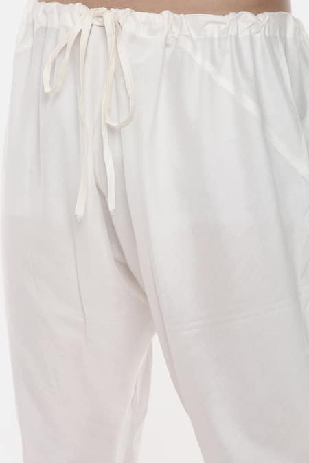 Shop_Mayank Modi - Men_Green Linen Silk Floral Kurta Set_Online_at_Aza_Fashions