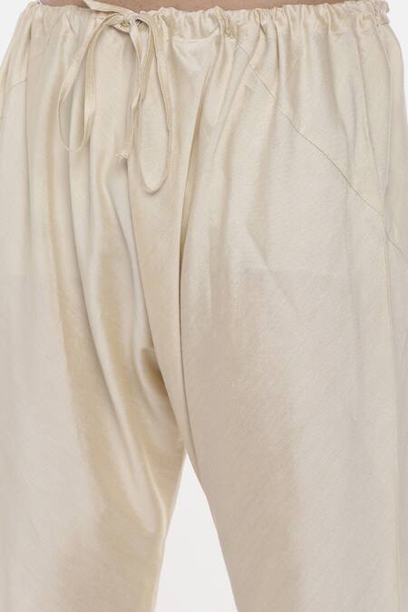Shop_Mayank Modi - Men_Beige Chanderi, Silk Cotton Floral Embroidered Kurta Set _Online_at_Aza_Fashions