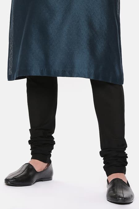 Buy_Mayank Modi - Men_Blue Cotton Satin, Cotton, Silk, Jacquard Embroidery Chevron Pattern Kurta Set 