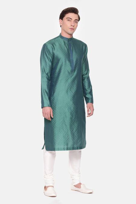 Shop Mayank Modi - Men Blue Cotton, Silk Chevron Pattern Kurta And Churidar Set Online at Aza Fashions Shop_Mayank Modi - Men_Blue Cotton, Silk Chevron Pattern Kurta And Churidar Set _Online_at_Aza_Fashions
