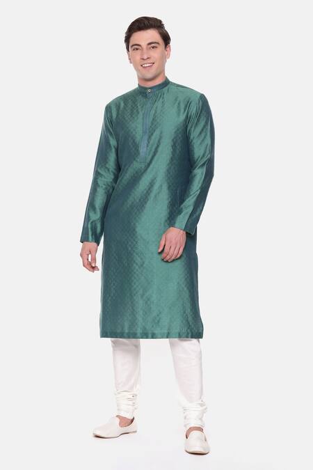 Mayank Modi - Men Blue Cotton, Silk Chevron Pattern Kurta And Churidar Set at Aza Fashions Mayank Modi - Men_Blue Cotton, Silk Chevron Pattern Kurta And Churidar Set _at_Aza_Fashions