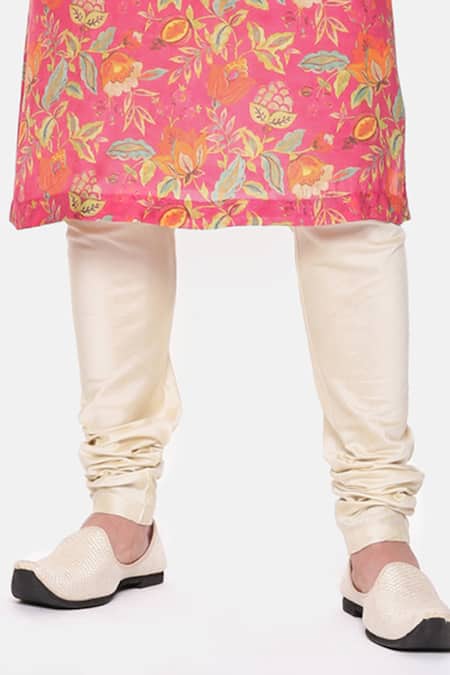Buy Mayank Modi - Men Pink Muslin Embroidery Floral Print Kurta And Churidar Set Buy_Mayank Modi - Men_Pink Muslin Embroidery Floral Print Kurta And Churidar Set