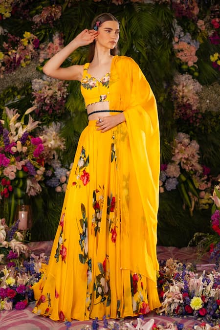 Floral Designs In Indian Lehengas | Flush the Fashion