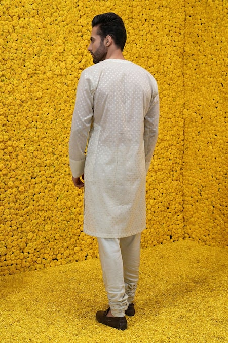 Shop_Mahima Mahajan_Green Banarasi Chanderi, Glace Cotton Floral Raziq Kurta Set _at_Aza_Fashions