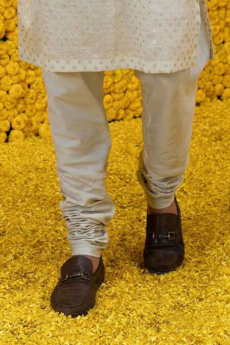 Shop_Mahima Mahajan_Green Banarasi Chanderi, Glace Cotton Floral Raziq Kurta Set _Online_at_Aza_Fashions