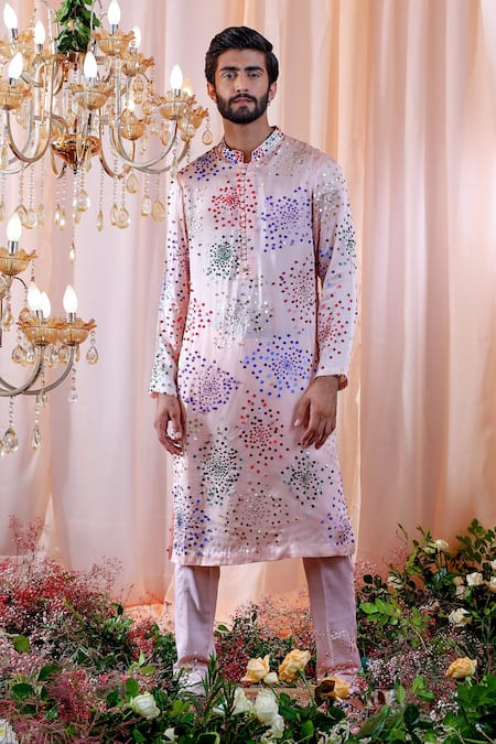 Mahima Mahajan Pink Satin Organza, Glace Cotton Sequin Jules Embroidered Kurta Set Online at Aza Fashions Mahima Mahajan_Pink Satin Organza, Glace Cotton Sequin Jules Embroidered Kurta Set _Online_at_Aza_Fashions