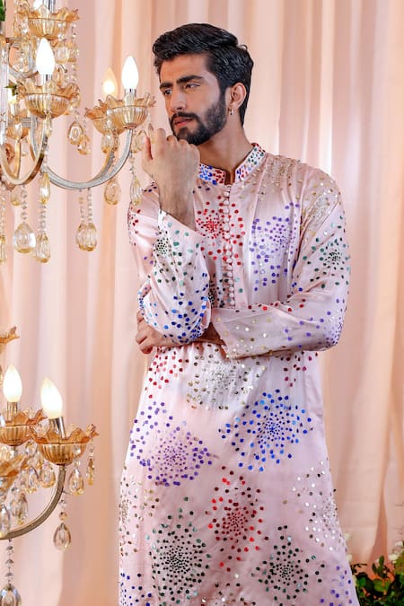 Buy Mahima Mahajan Pink Satin Organza, Glace Cotton Sequin Jules Embroidered Kurta Set Online at Aza Fashions Buy_Mahima Mahajan_Pink Satin Organza, Glace Cotton Sequin Jules Embroidered Kurta Set _Online_at_Aza_Fashions