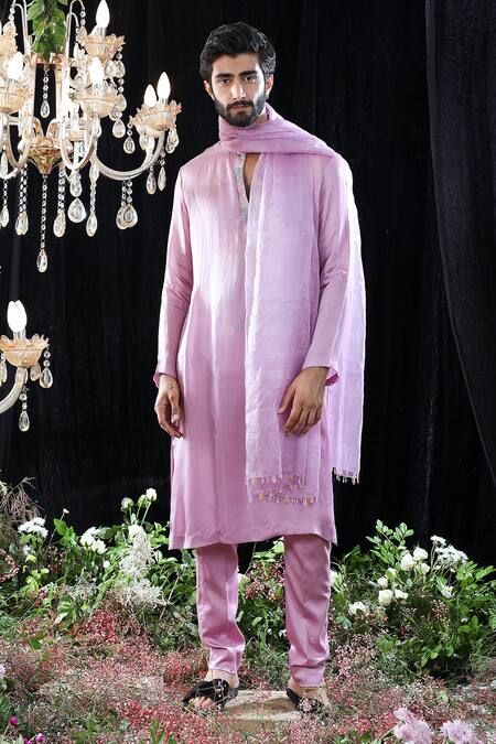 Mahima Mahajan Purple Organza, Satin Organza, Glace Cotton Floral Andre Full Sleeve Kurta Set Online at Aza Fashions Mahima Mahajan_Purple Organza, Satin Organza, Glace Cotton Floral Andre Full Sleeve Kurta Set _Online_at_Aza_Fashions