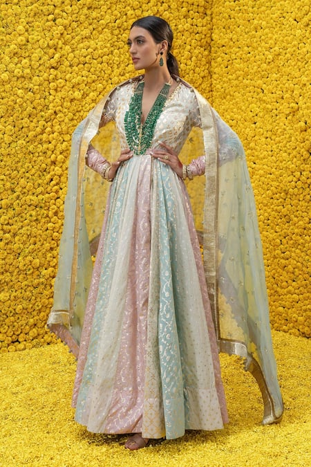 Mahima Mahajan Mehak Banarasi Chanderi Anarkali Set 