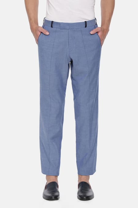Buy Tailored Fit Cotton Sky Trouser | Zodiac
