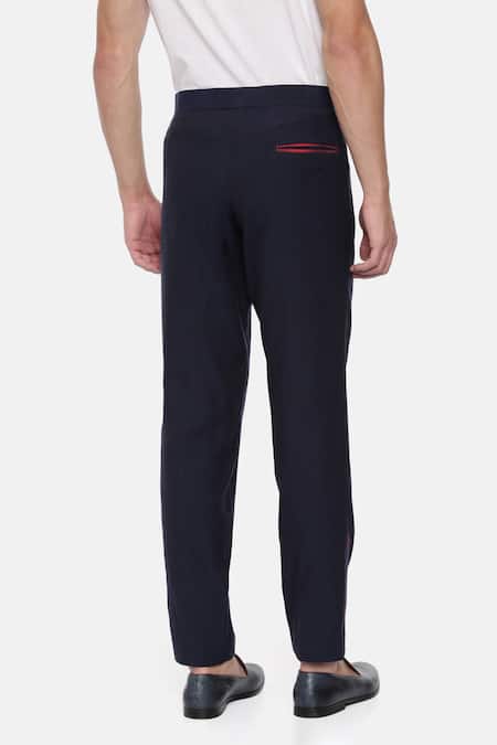 Buy_Mayank Modi - Men_Blue Malai Cotton Patchwork Trousers_Online_at_Aza_Fashions