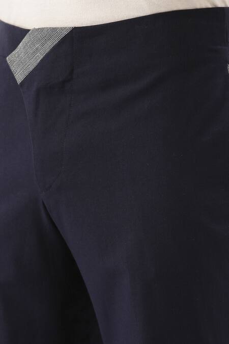 Mayank Modi - Men_Blue Malai Cotton Trousers_at_Aza_Fashions
