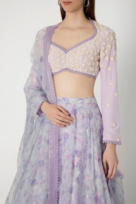 Buy Masaba Purple Organza Embroidered Lehenga Set Online at Aza Fashions Buy_Masaba_Purple Organza Embroidered Lehenga Set_Online_at_Aza_Fashions