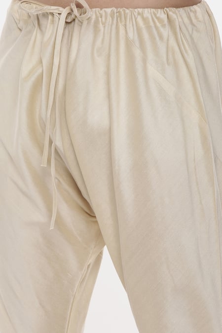 Shop_Mayank Modi - Men_Beige Cotton Satin, Cotton, Silk Sequins Colorblock Sherwani Set For Kids_Online_at_Aza_Fashions