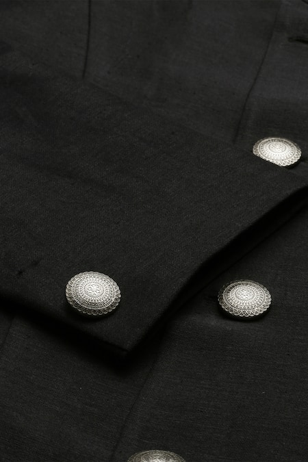 Mayank Modi - Men_Black Silk Sherwani Set For Kids_at_Aza_Fashions