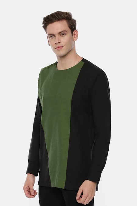 Mayank Modi - Men Black 100% Cotton Kurta Online at Aza Fashions Mayank Modi - Men_Black 100% Cotton Kurta_Online_at_Aza_Fashions