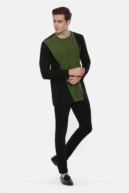 Buy Mayank Modi - Men Black 100% Cotton Kurta Online at Aza Fashions Buy_Mayank Modi - Men_Black 100% Cotton Kurta_Online_at_Aza_Fashions