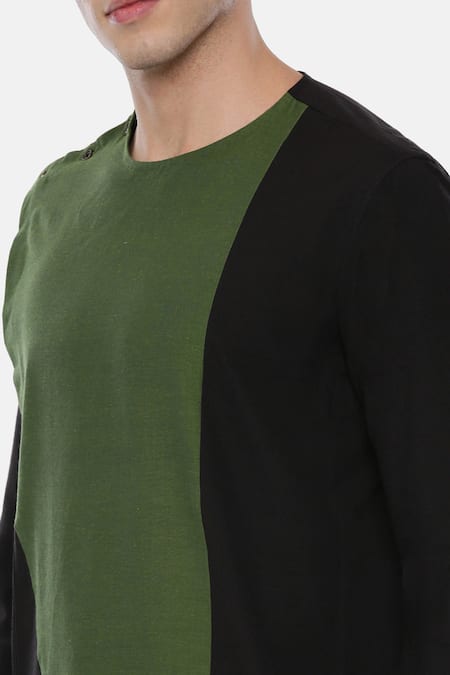 Shop Mayank Modi - Men Black 100% Cotton Kurta Online at Aza Fashions Shop_Mayank Modi - Men_Black 100% Cotton Kurta_Online_at_Aza_Fashions