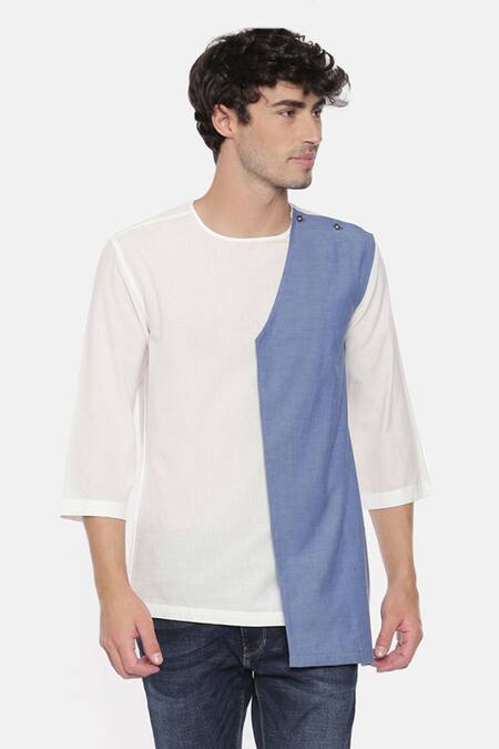 Buy Mayank Modi - Men White Cotton Layered Short Kurta For Kids Online at Aza Fashions Buy_Mayank Modi - Men_White Cotton Layered Short Kurta For Kids_Online_at_Aza_Fashions