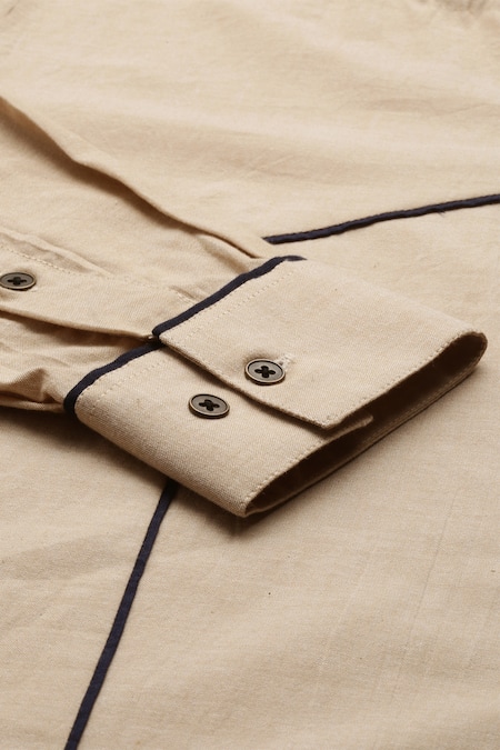 Shop_Mayank Modi - Men_Beige Cotton Short Kurta For Kids_Online_at_Aza_Fashions