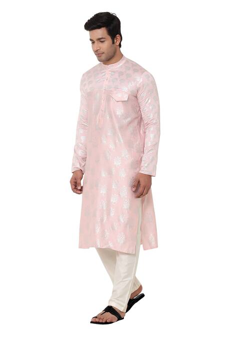 Buy_Masaba_Pink Chanderi Foil Print Kurta_Online_at_Aza_Fashions