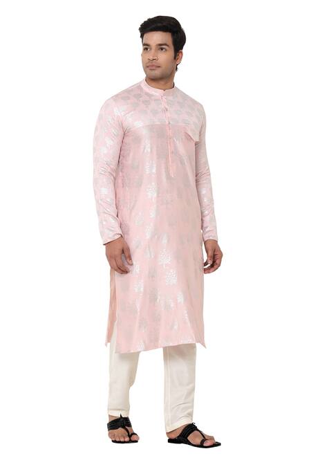 Shop_Masaba_Pink Chanderi Foil Print Kurta_Online_at_Aza_Fashions