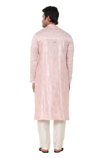 Shop_Masaba_Pink Chanderi Foil Print Kurta_at_Aza_Fashions