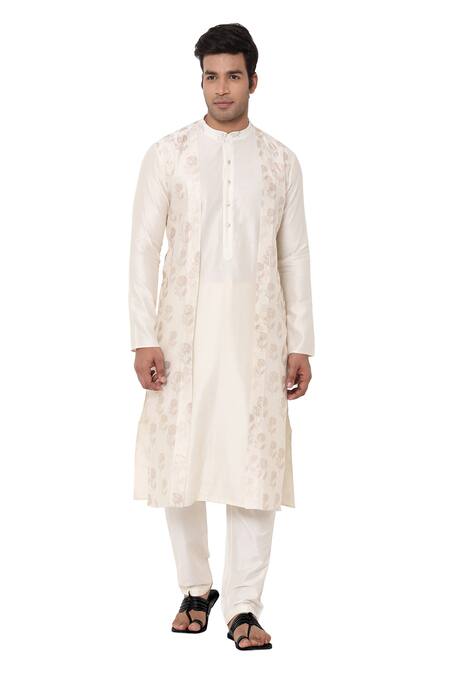 Masaba_White Chanderi Foil Print Layered Kurta _Online_at_Aza_Fashions