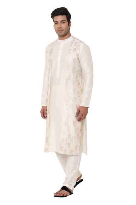 Buy_Masaba_White Chanderi Foil Print Layered Kurta _Online_at_Aza_Fashions