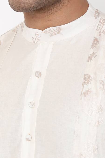 Masaba_White Chanderi Foil Print Layered Kurta _at_Aza_Fashions
