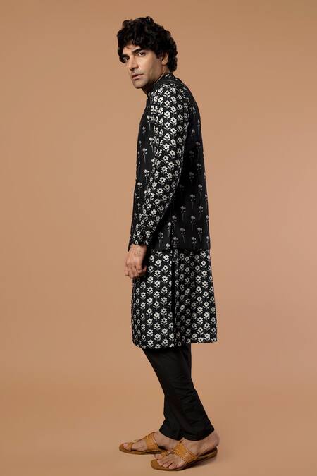Buy Masaba Black Raw Silk Poppy Dew Print Bundi Online at Aza Fashions Buy_Masaba_Black Raw Silk Poppy Dew Print Bundi _Online_at_Aza_Fashions