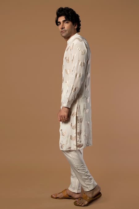 Buy Masaba White Crepe Bird Foil Print Kurta Online at Aza Fashions Buy_Masaba_White Crepe Bird Foil Print Kurta_Online_at_Aza_Fashions