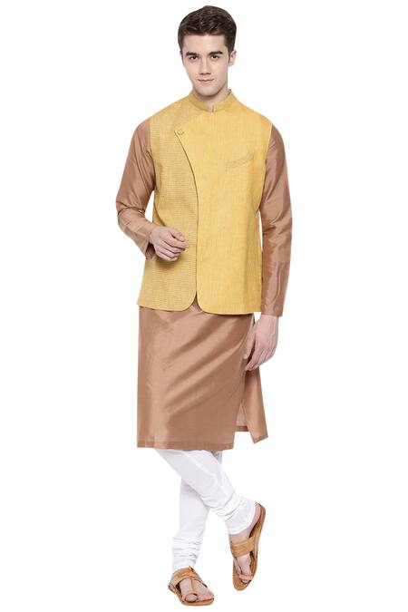 Buy Mayank Modi - Men Yellow Checkered Nehru Jacket Online at Aza Fashions Buy_Mayank Modi - Men_Yellow Checkered Nehru Jacket_Online_at_Aza_Fashions