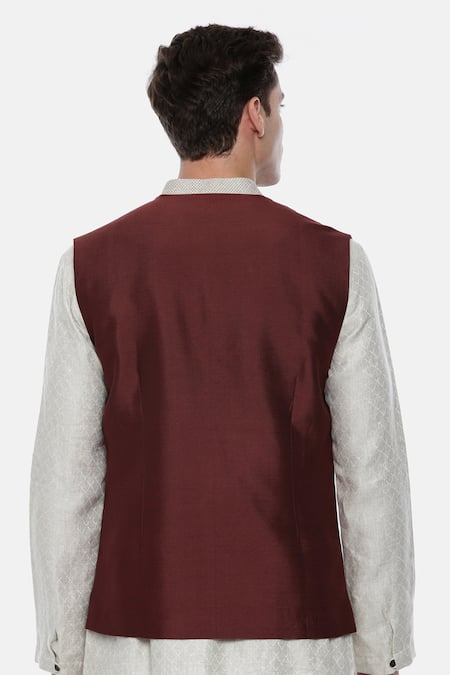 Mayank Modi - Men Brown Silk Nehru Jacket For Kids